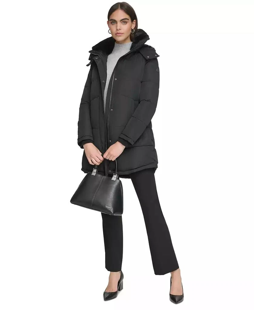 Women's Faux-Fur-Trim Hooded Puffer Coat, Created for Macy's 商品