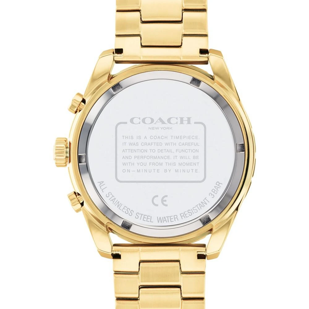 商品Coach|Men's Preston Chronograph Gold-Tone Bracelet Watch 44mm,价格¥2433,第4张图片详细描述