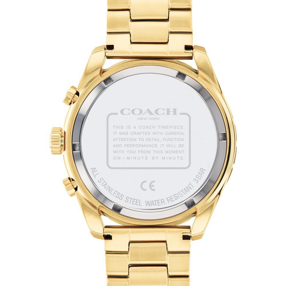 商品Coach|Men's Preston Chronograph Gold-Tone Bracelet Watch 44mm,价格¥1669,第6张图片详细描述