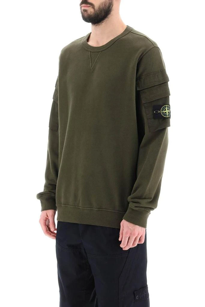 商品Stone Island|Crewneck sweatshirt with sleeve pockets,价格¥1344,第5张图片详细描述