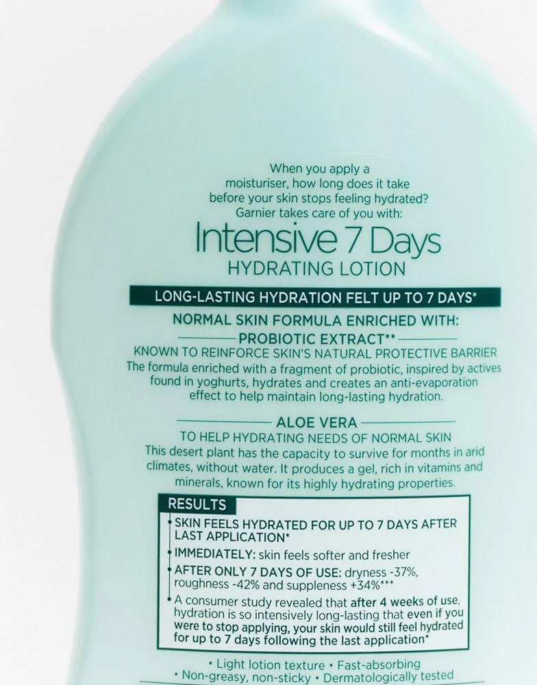 商品Garnier|Garnier Intensive 7 Days Aloe Vera Probiotic Extract Body Lotion Normal Skin 400ml,价格¥29,第3张图片详细描述