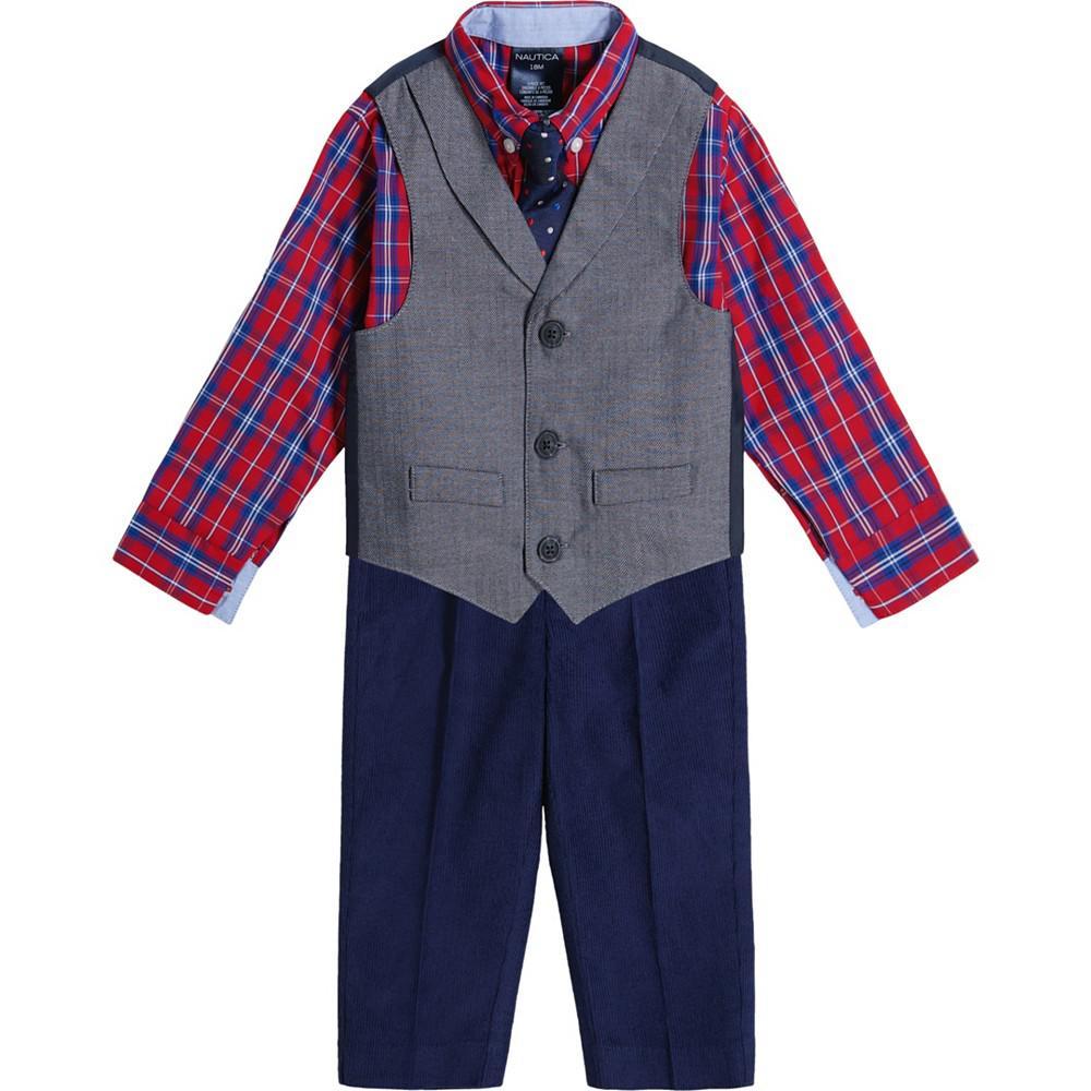 商品Nautica|Baby Boys Herringbone and Corduroy Vest, Shirt and Pants, 3 Piece Set,价格¥295,第1张图片