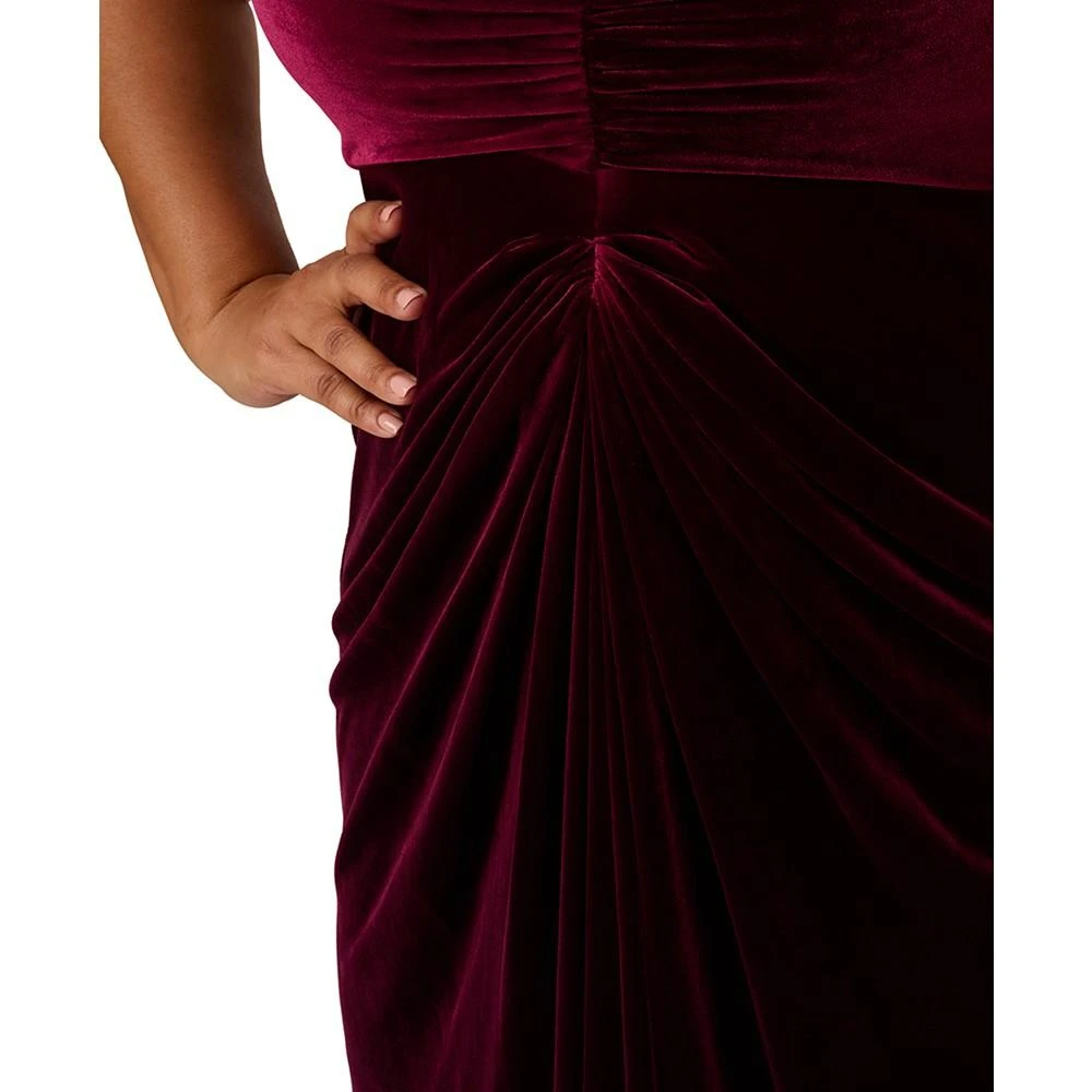 商品Adrianna Papell|Plus Size Velvet V-Neck Draped High-Low Gown,价格¥548,第3张图片详细描述