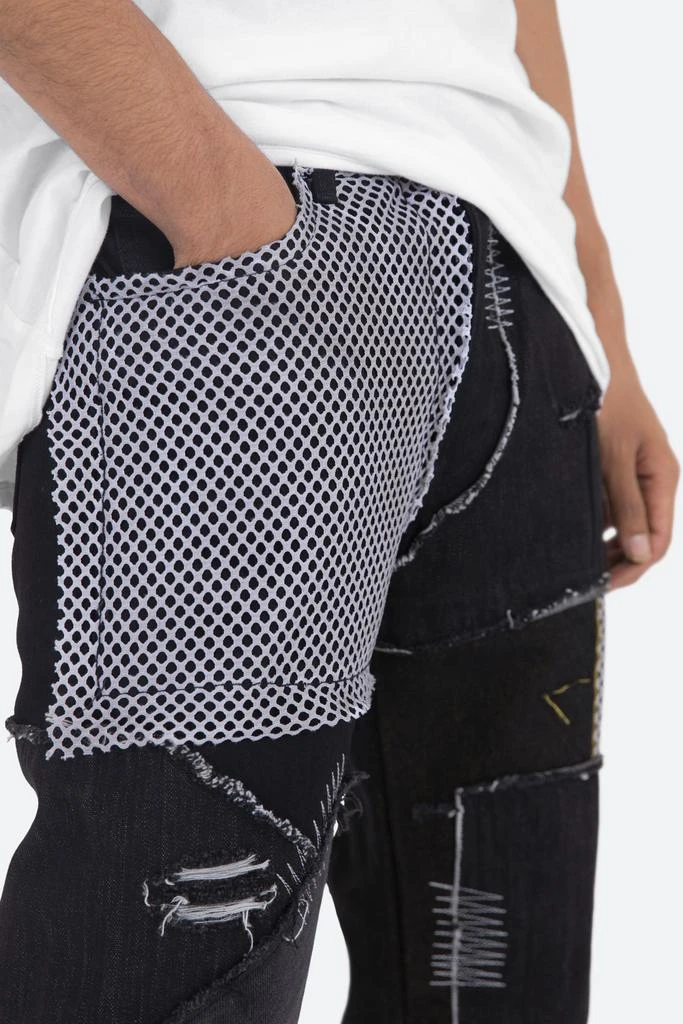 V124 Patchwork Baggy Denim - Black 商品
