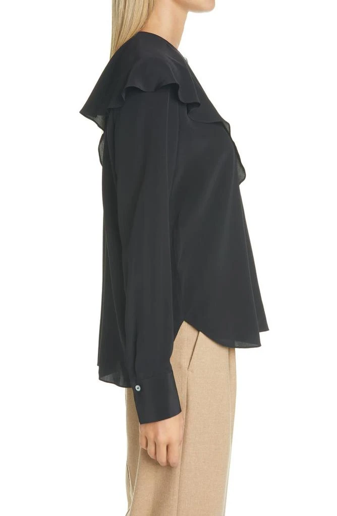 商品Vince|Asymmetrical Flutter Long Sleeve Silk Blouse,价格¥985,第3张图片详细描述