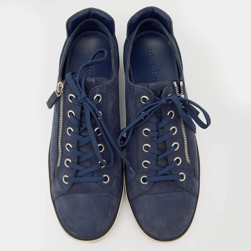 商品[二手商品] Louis Vuitton|Louis Vuitton Blue Damier Nubuck Leather and Suede Aventure Zip Up Sneakers Size 43,价格¥2498,第3张图片详细描述