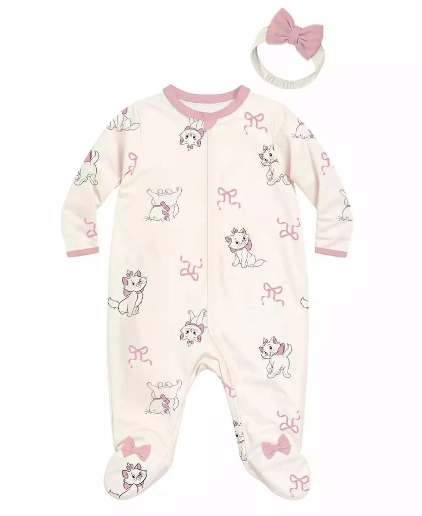 商品Disney|Baby Girls 2-Piece Marie The Cat Sleep N Play Coverall and Headband Set,价格¥148,第1张图片