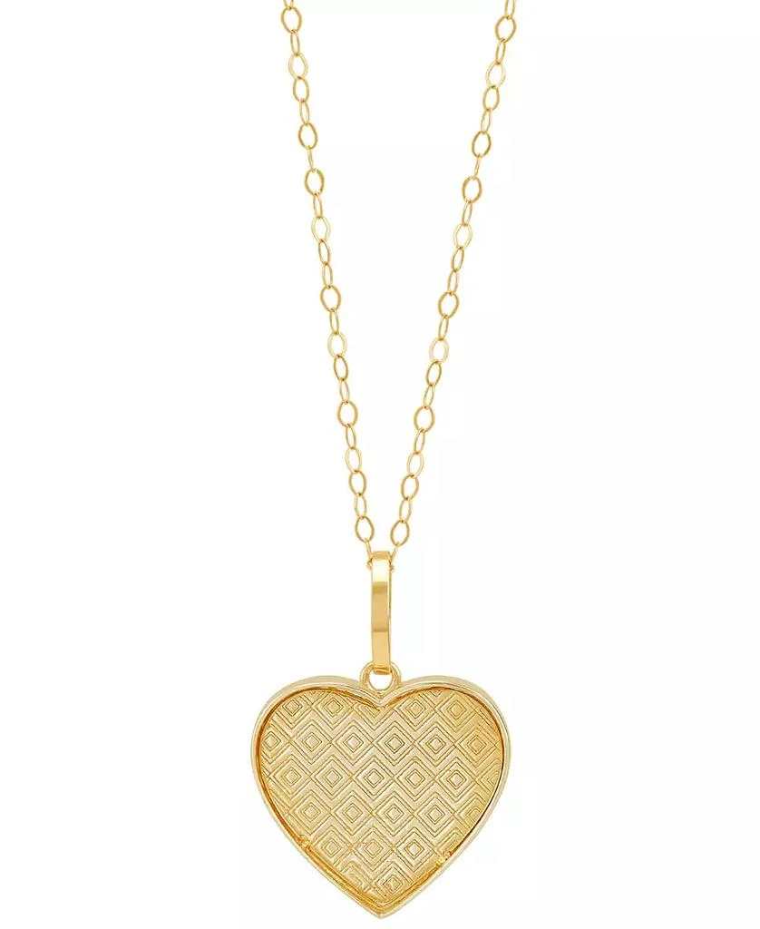 商品Macy's|Patterned Heart Beaded Edge Reversible 18" Pendant Necklace in 10k Gold,价格¥1075,第1张图片