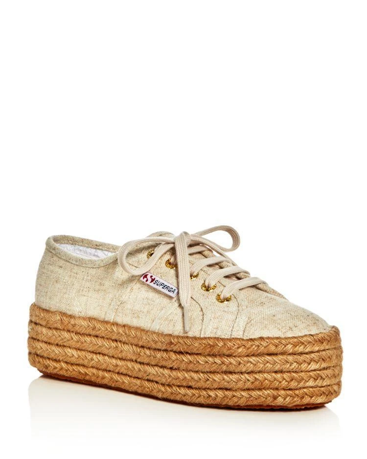 商品Superga|Cotropew Linen Lace Up Platform Espadrille Sneakers,价格¥457,第1张图片