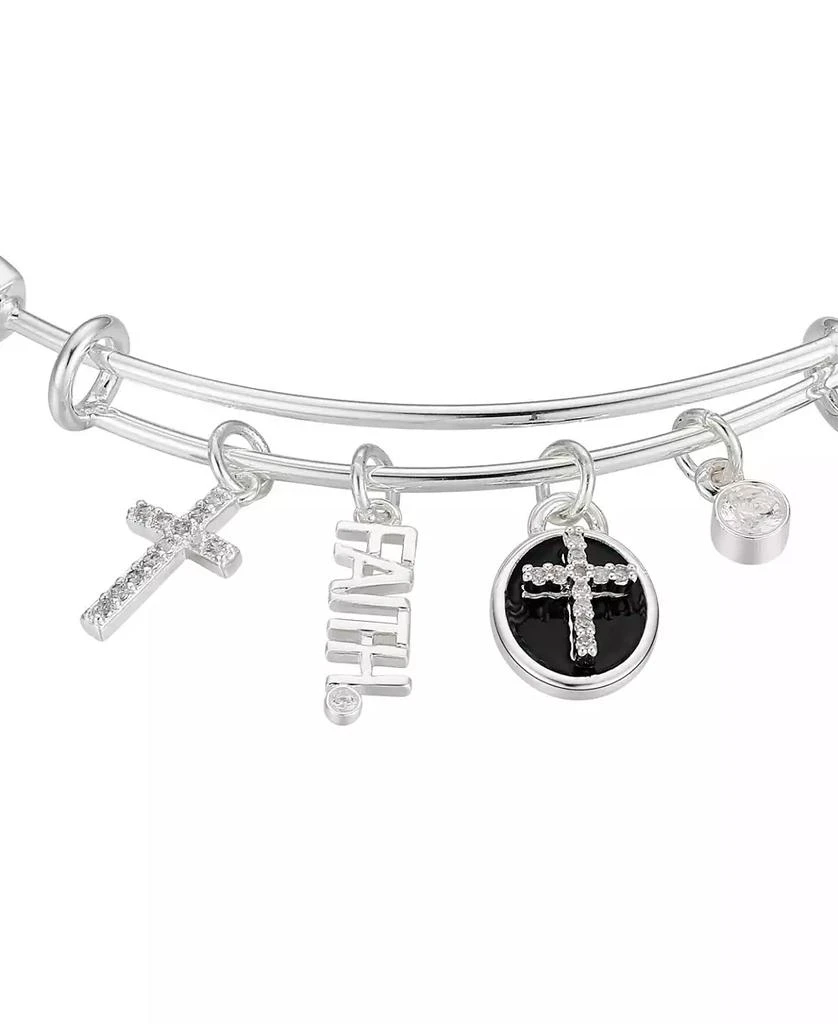 商品Unwritten|Silver-Plated Cross "Faith" Multi Charm Twist Design Bangle Bracelet,价格¥382,第3张图片详细描述