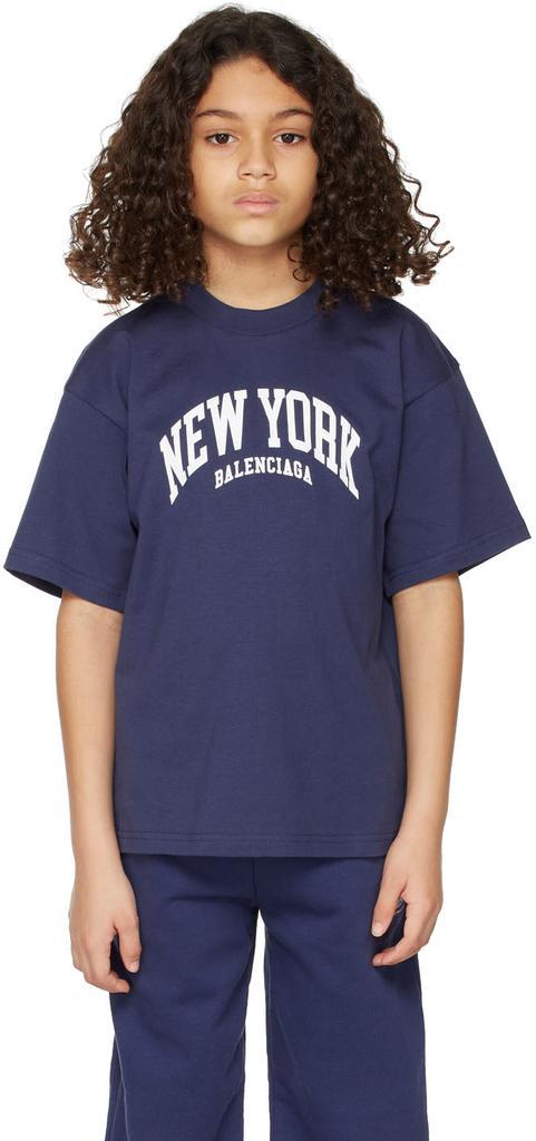 商品Balenciaga|蓝色 Cities New York 儿童 T 恤,价格¥1589,第4张图片详细描述