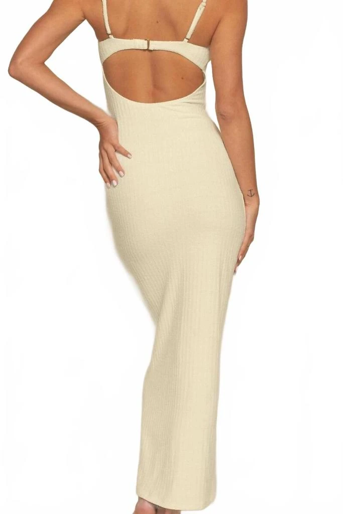 商品Montce|Petal Long Slip Dress In Buttercream Rib,价格¥1282,第2张图片详细描述
