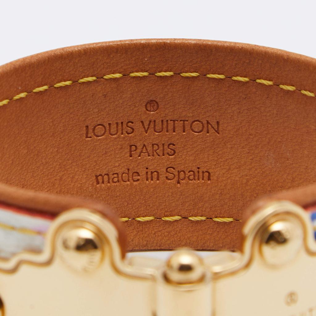 Louis Vuitton White Canvas Multicolor Monogram Gold Tone Metal Bracelet商品第5张图片规格展示