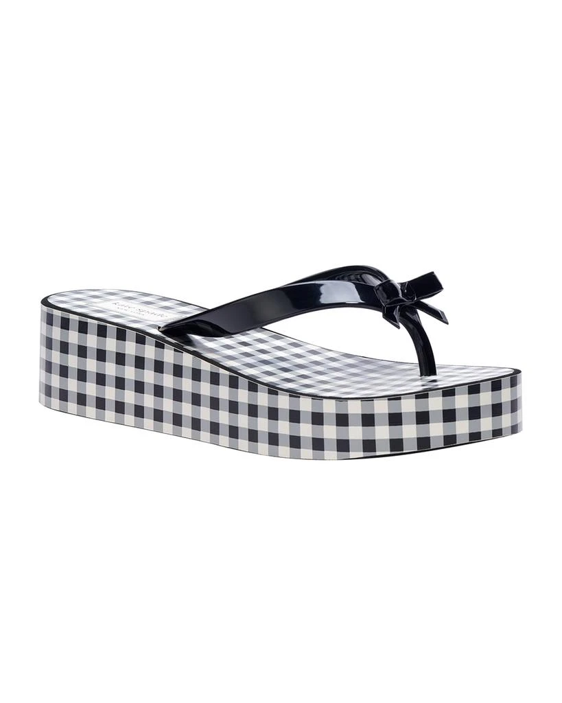 商品Kate Spade|rina gingham-print bow thong sandals,价格¥531,第2张图片详细描述