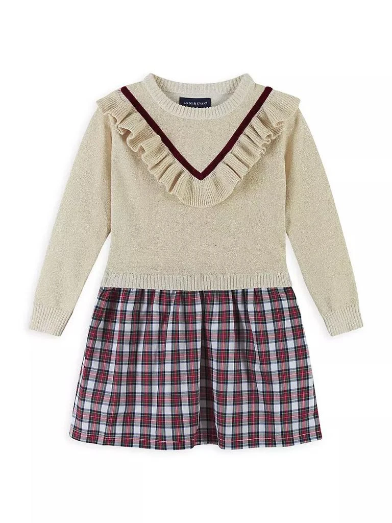 商品Andy & Evan|Little Girl's Varsity Ruffle Sweater Dress,价格¥233,第1张图片