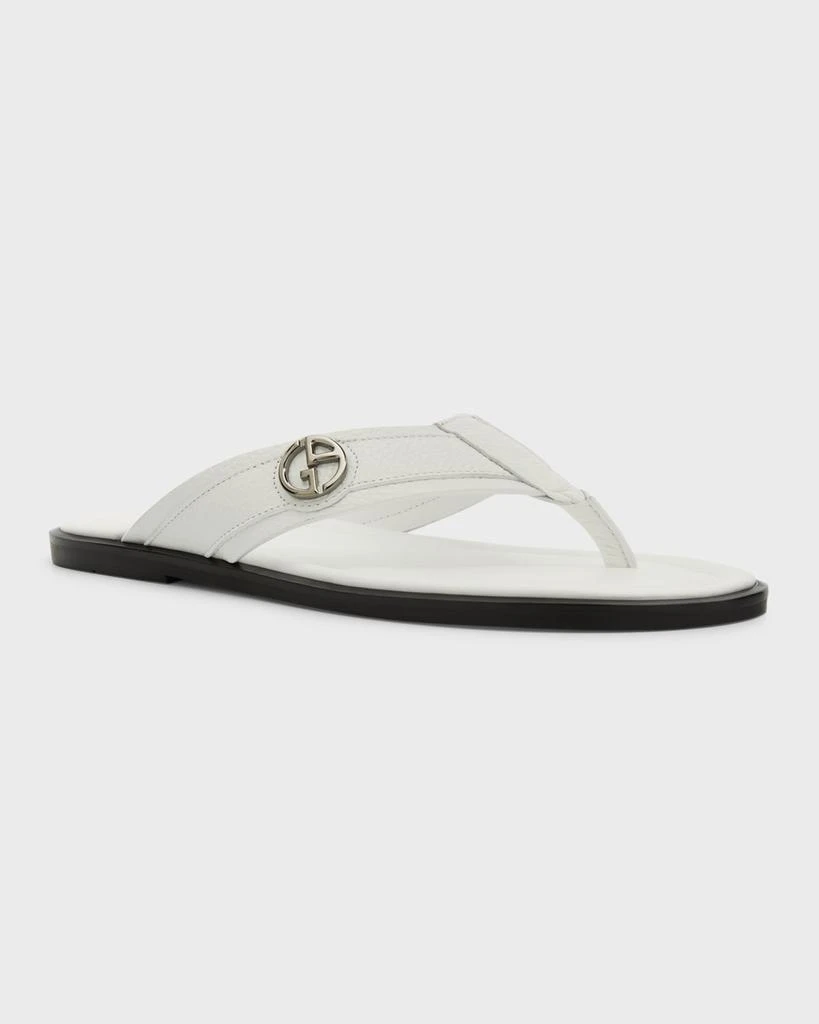 商品Giorgio Armani|Men's GA-Logo Leather Flip Flops,价格¥4805,第2张图片详细描述