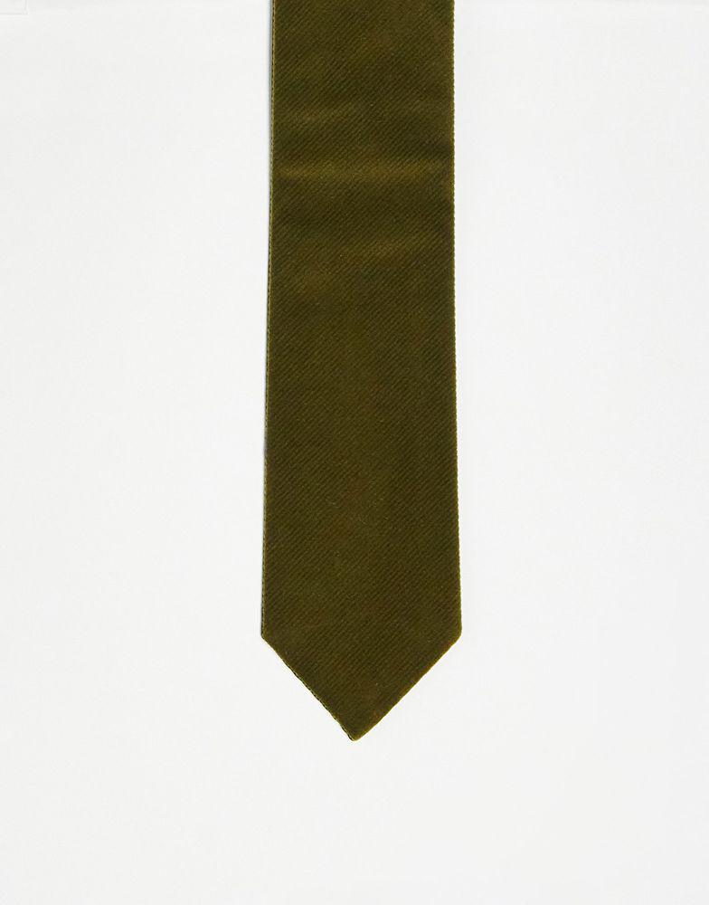 ASOS DESIGN slim tie in khaki cord商品第1张图片规格展示