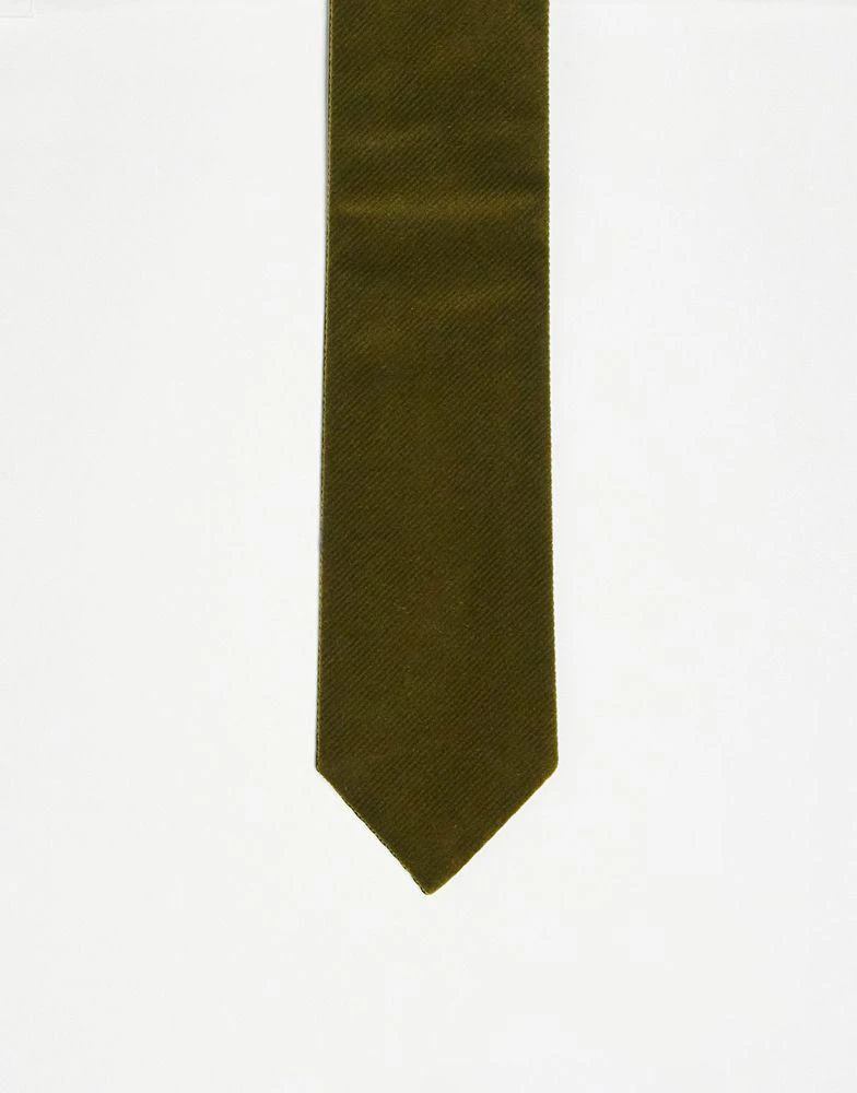 商品ASOS|ASOS DESIGN slim tie in khaki cord,价格¥104,第1张图片