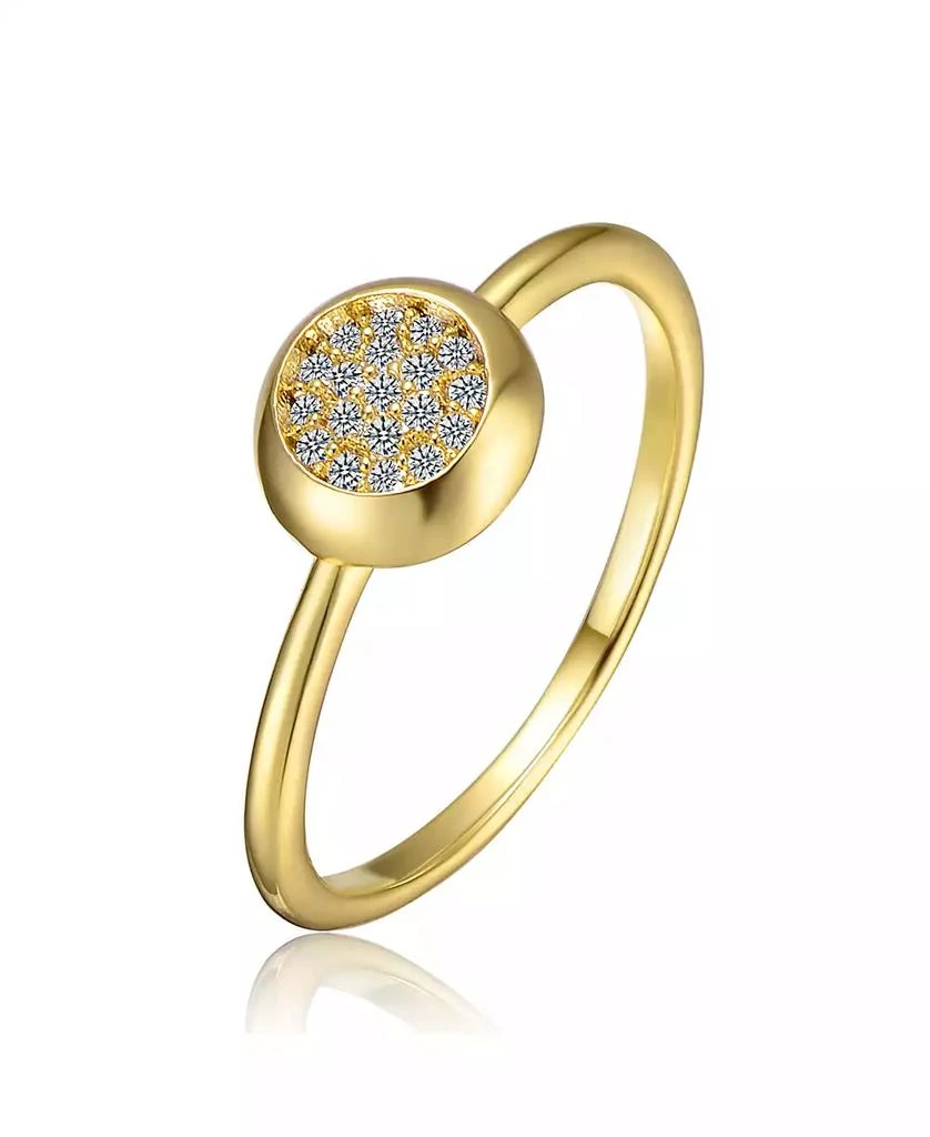 商品Genevive|Sterling Silver 14k Gold Plated Cubic Zirconia Pave Bezel Ring,价格¥196,第1张图片