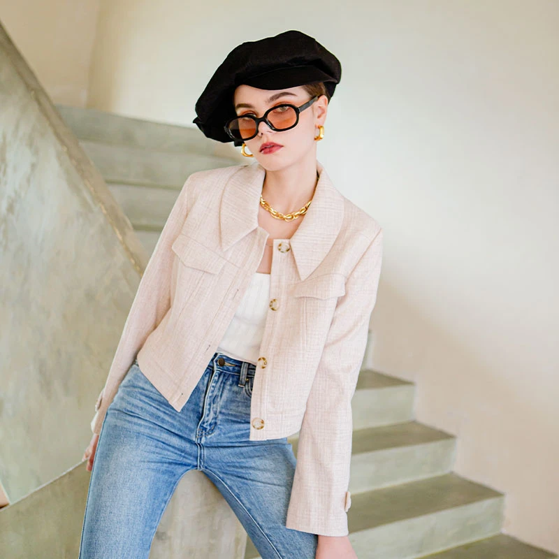 商品[国内直发] Petite Studio NYC|Zaria 夹克 - 燕麦色 | Zaria Jacket - Oatmeal,价格¥1459,第1张图片