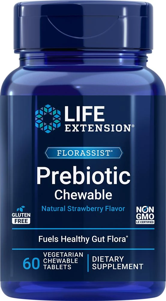 商品Life Extension|Life Extension FLORASSIST® Prebiotic Chewable, Strawberry (60 vegetarian chewable tablets),价格¥107,第1张图片