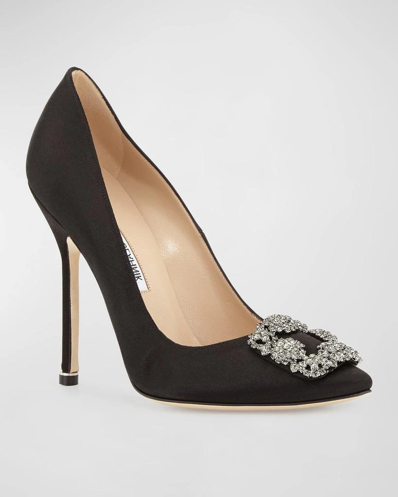 商品Manolo Blahnik|Hangisi 115mm Satin Crystal-Toe Pump,价格¥6447,第2张图片详细描述