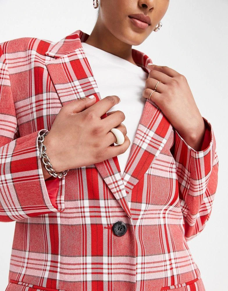 商品ASOS|ASOS DESIGN Mix & Match slim boy suit blazer in red check,价格¥172,第3张图片详细描述