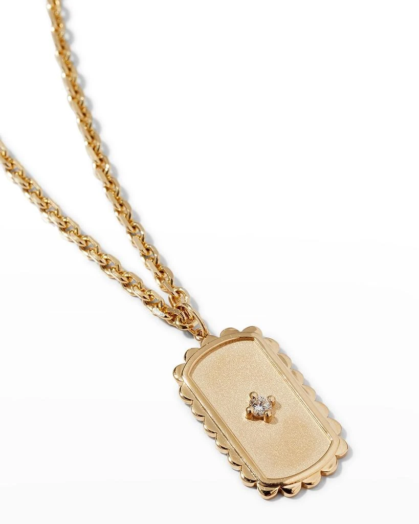 商品Sydney Evan|14k Yellow Gold Large Scalloped Dog Tag Charm Necklace,价格¥10336,第3张图片详细描述