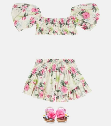 商品MONNALISA|Floral-appliqué glitter sandals,价格¥1085,第2张图片详细描述