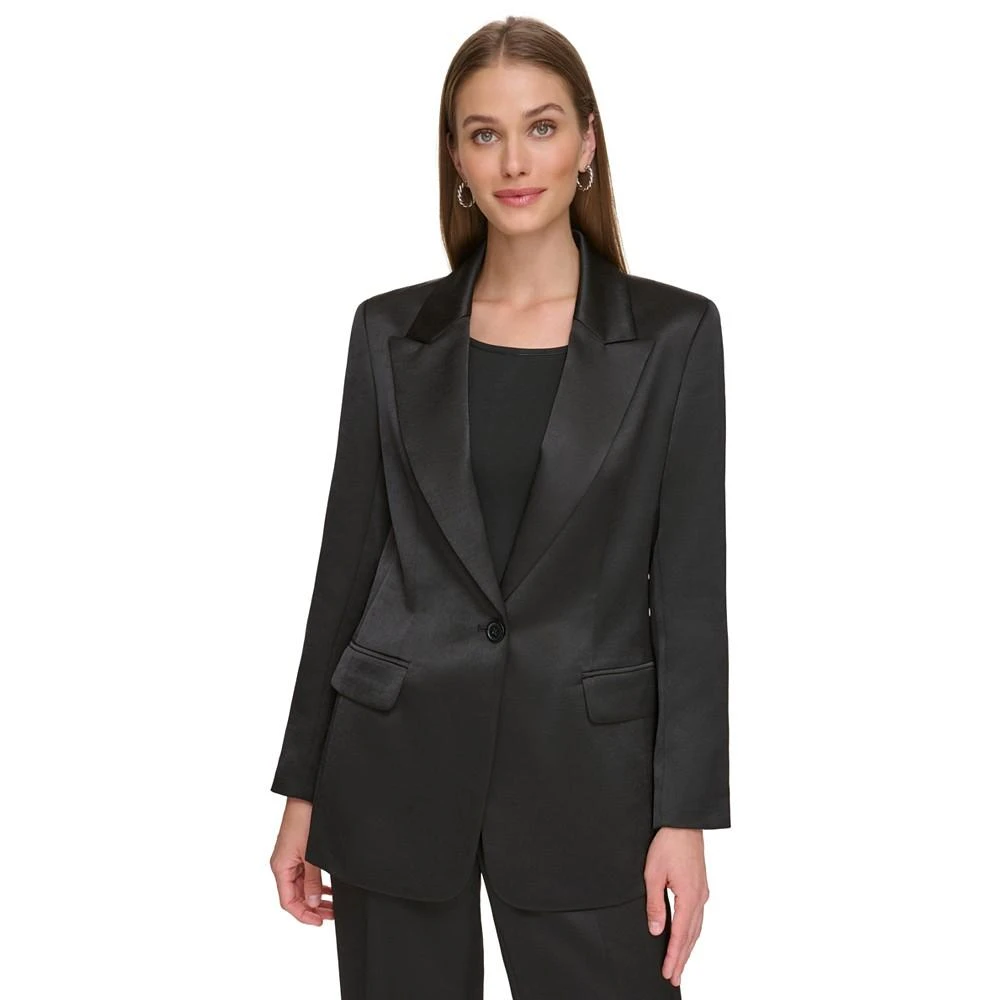 商品DKNY|Women's Satin Peak Collar One Button Blazer,价格¥238,第1张图片