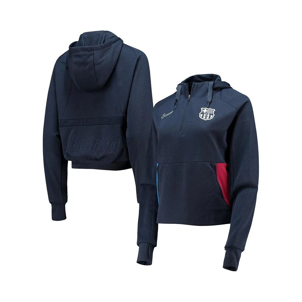 商品NIKE|Women's Navy Barcelona Travel Fleece Midlayer Performance Raglan Quarter-Zip Hoodie,价格¥778,第2张图片详细描述