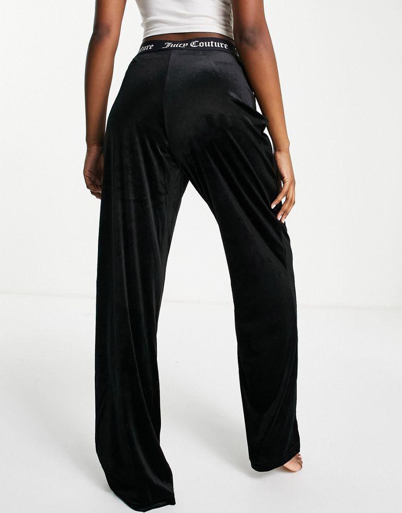 商品Juicy Couture|Juicy Couture velvet wide leg pyjama pants co-ord in black,价格¥224,第4张图片详细描述