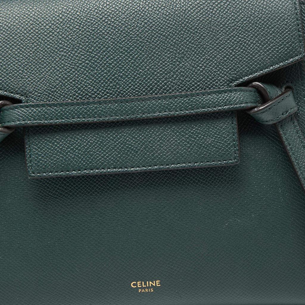 Celine Green Grained Leather Nano Belt Top Handle Bag商品第6张图片规格展示