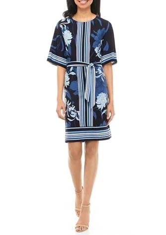 商品Sandra Darren|Darren Womens Elbow Sleeve Floral Dress,价格¥343,第1张图片