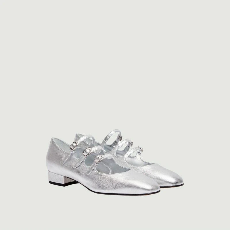 商品Carel|Ariana lamé leather slippers Argent CAREL,价格¥3436,第2张图片详细描述