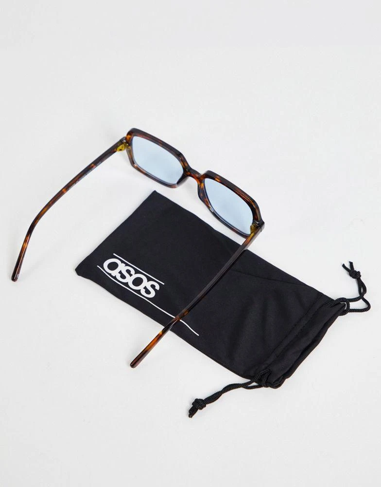 商品ASOS|ASOS DESIGN square sunglasses in tortoiseshell with blue lens,价格¥45,第2张图片详细描述