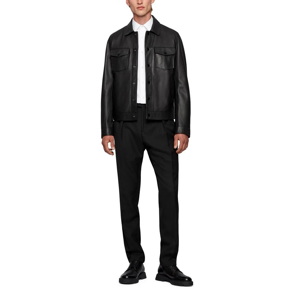 商品Hugo Boss|BOSS Men's Trucker-Style Leather Jacket,价格¥4300,第4张图片详细描述