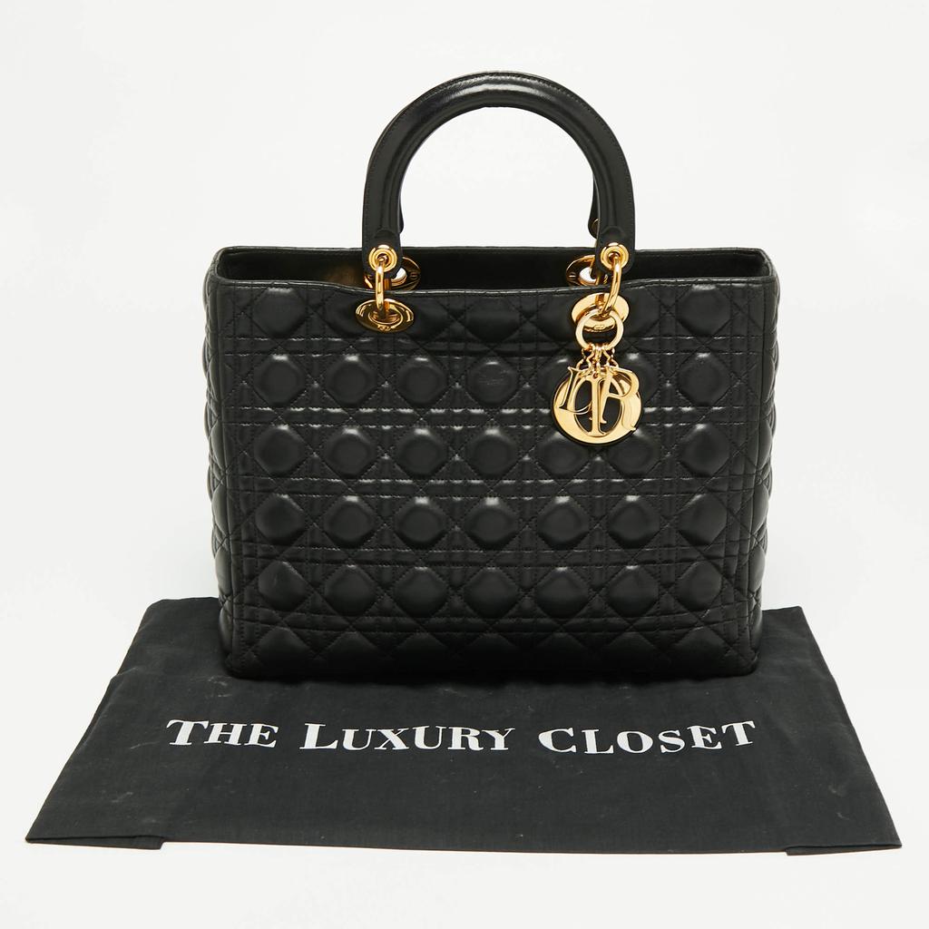 Dior Black Cannage Leather Large Lady Dior Tote商品第10张图片规格展示
