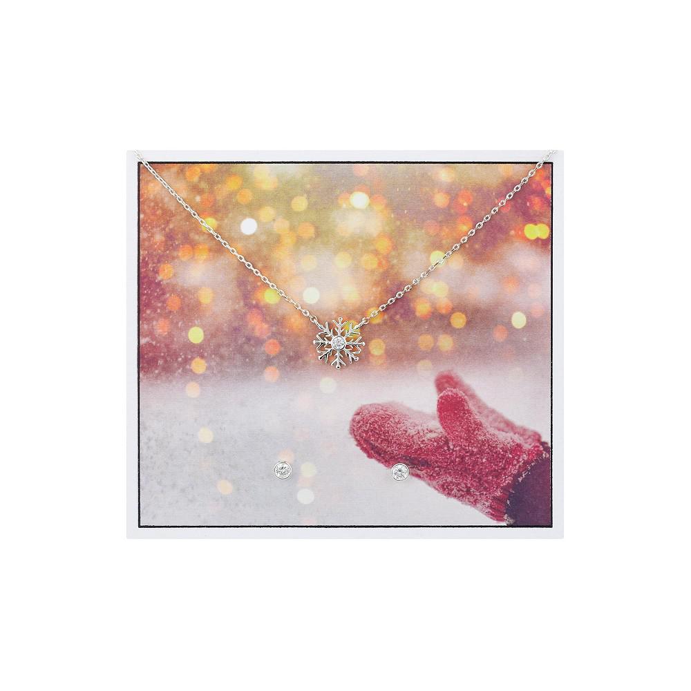 商品Unwritten|Silver Plated Cubic Zirconia Snowflake Necklace and Earring Set,价格¥112,第1张图片