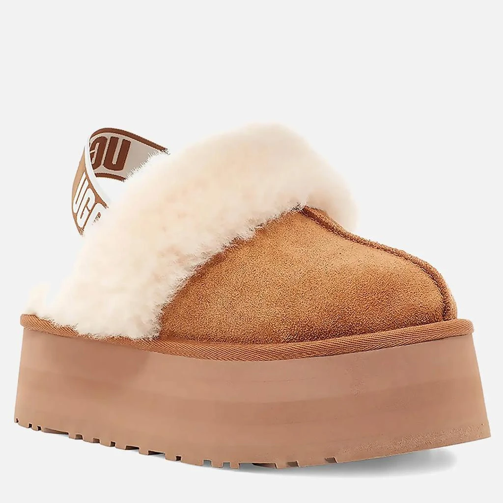 商品UGG|UGG Women's Funkette Suede Flatform Slippers - Chestnut,价格¥873,第2张图片详细描述