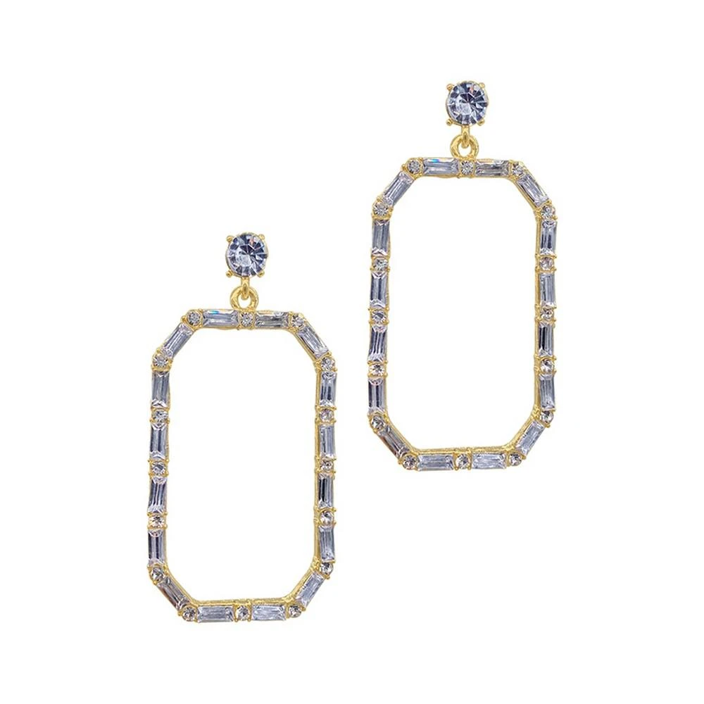 商品ADORNIA|14K Gold-Tone Plated Crysta Baguette Lined Open Drop Earrings,价格¥149,第1张图片