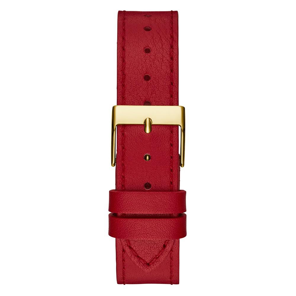 Women's Gold-Tone Glitz Red Genuine Leather Strap Watch, 34mm商品第3张图片规格展示
