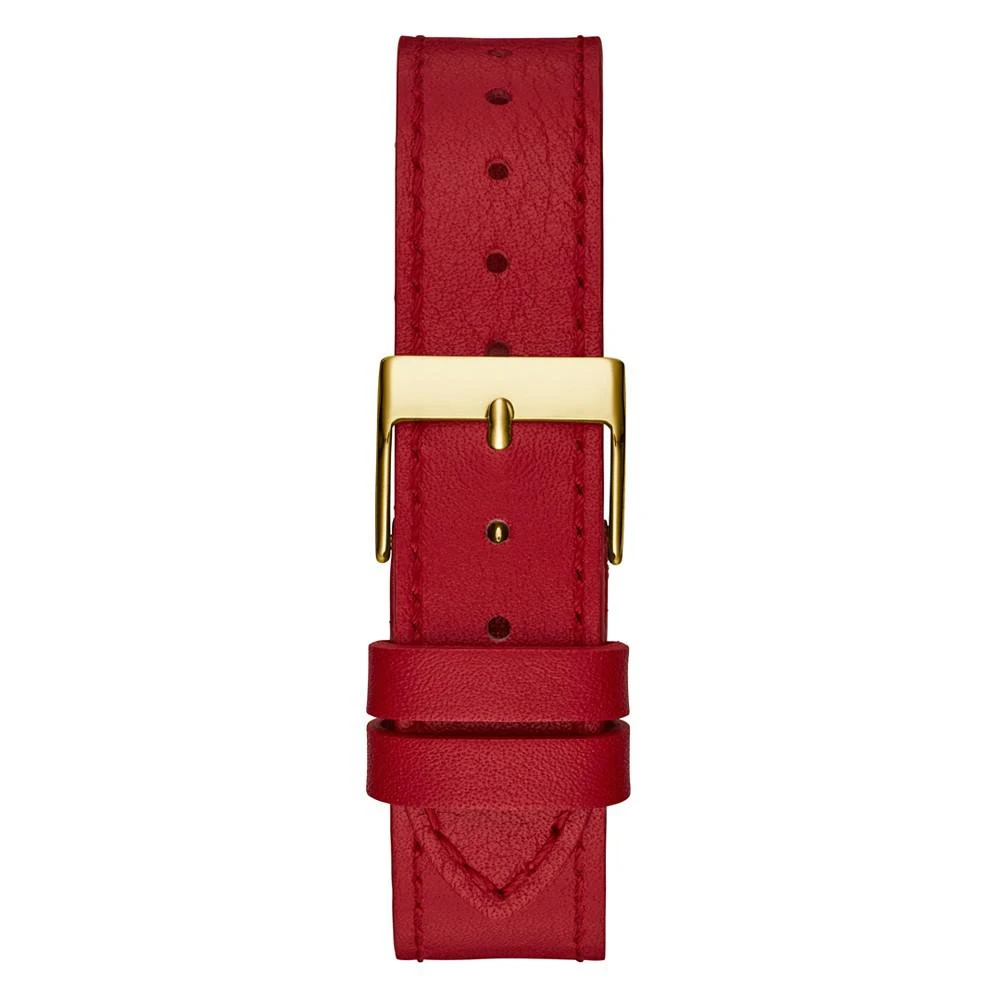 商品GUESS|Women's Gold-Tone Glitz Red Genuine Leather Strap Watch, 34mm,价格¥1014,第3张图片详细描述