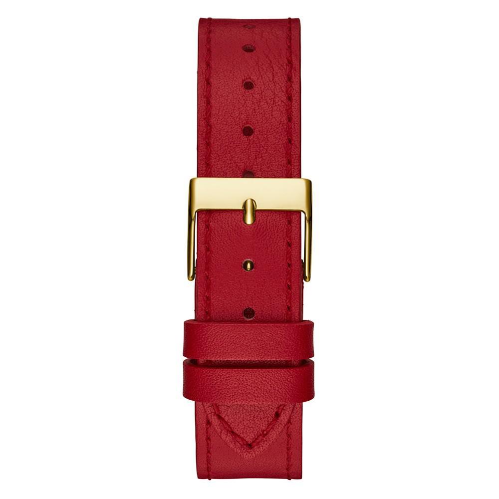 商品GUESS|Women's Gold-Tone Glitz Red Genuine Leather Strap Watch, 34mm,价格¥1010,第5张图片详细描述
