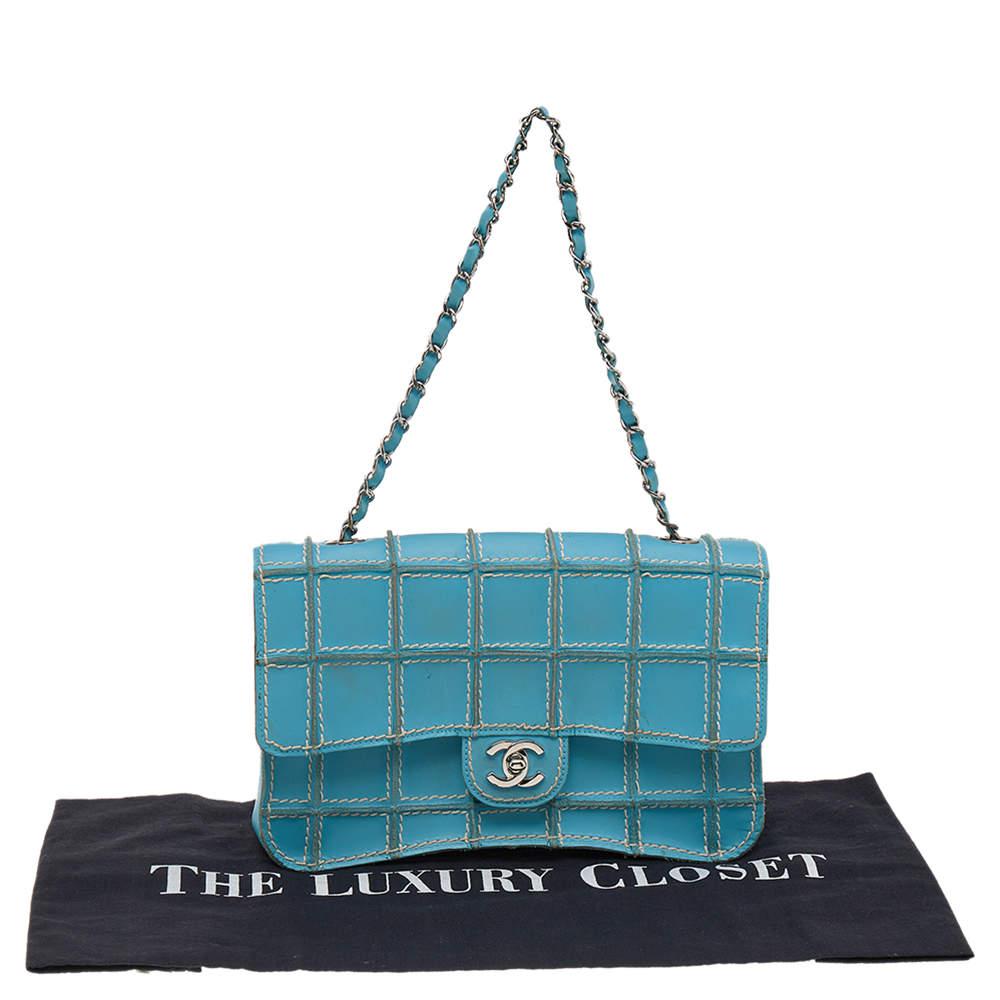 Chanel Light Blue Leather Vintage Square Wild Stitch Bag商品第10张图片规格展示