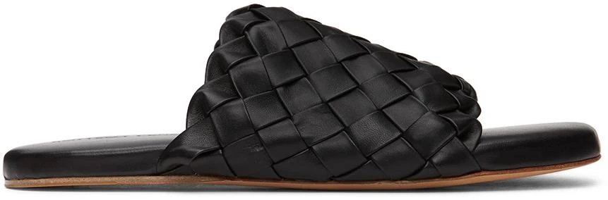 商品Bottega Veneta|Black Intrecciato Slides,价格¥6516,第1张图片