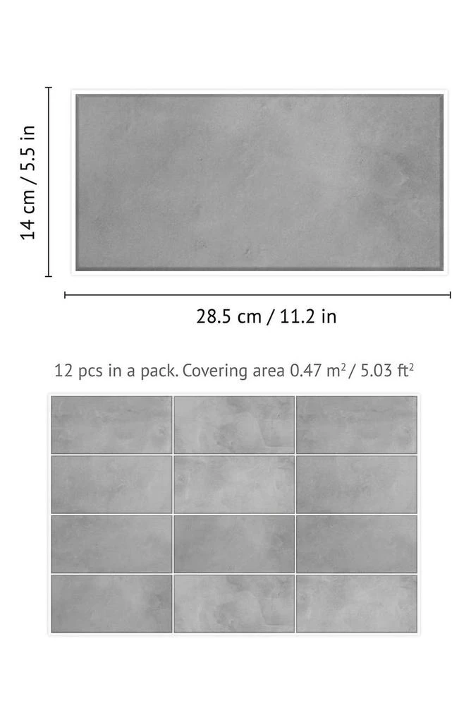 商品WALPLUS|Ash Limestone Wall Tile Sticker,价格¥240,第3张图片详细描述