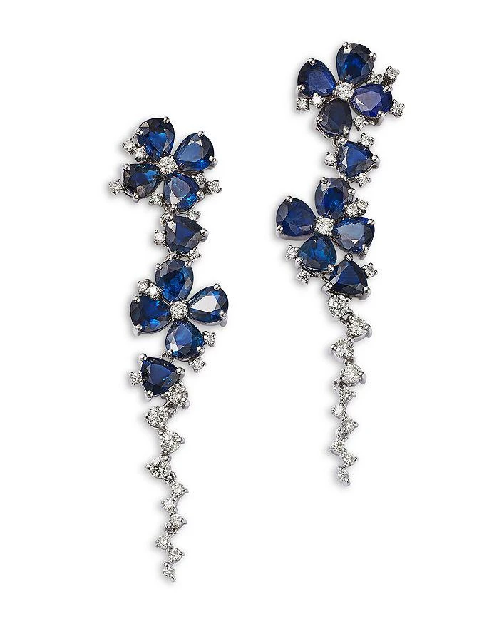 商品Bloomingdale's Fine Collection|Blue Sapphire & Diamond Flower Drop Earrings in 14K White Gold,价格¥68431,第1张图片详细描述