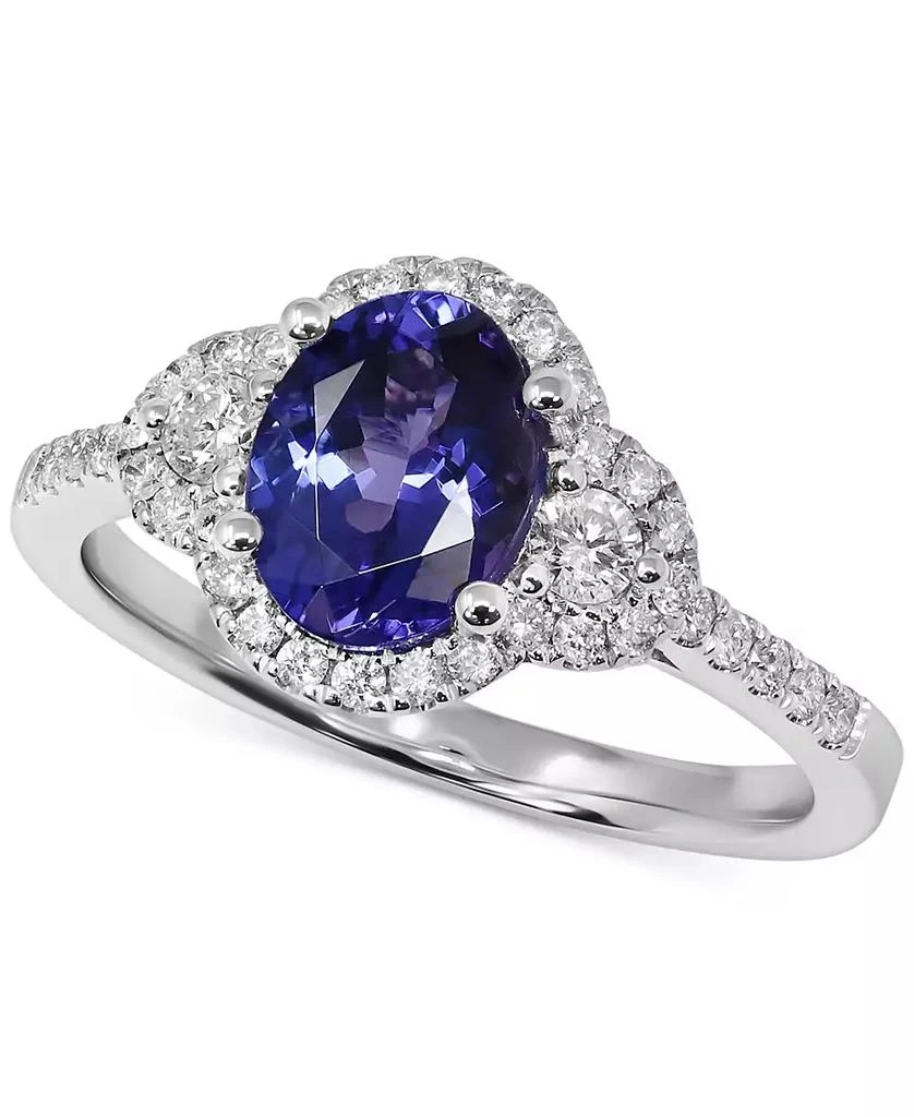 商品Macy's|Tanzanite (1-3/8 ct. t.w.) & Diamond (3/8 ct. t.w.) Oval Halo Ring in 14k White Gold,价格¥11664,第1张图片