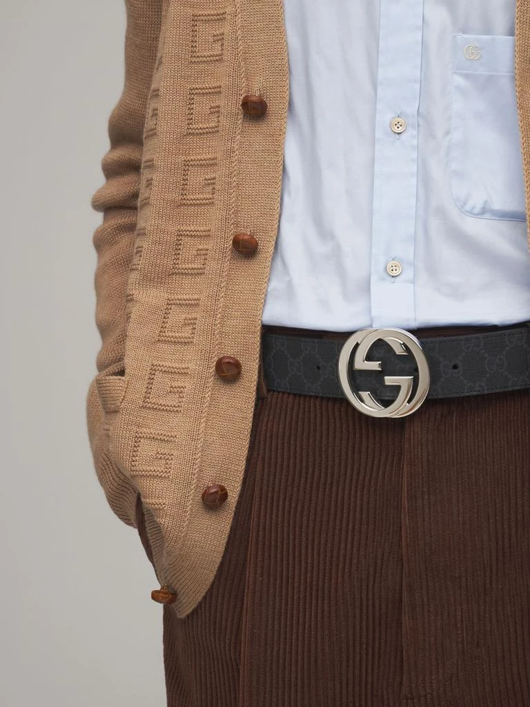 商品Gucci|4cm Gg Supreme Canvas & Leather Belt,价格¥3600,第1张图片